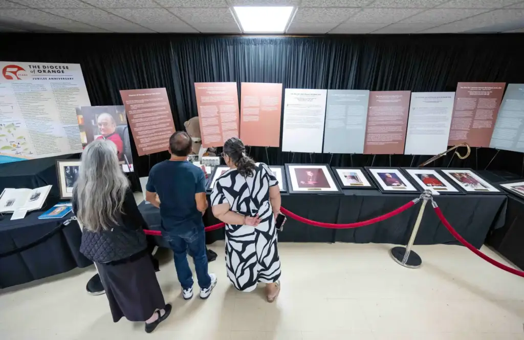 Church officials check out a collection of documents and relics...