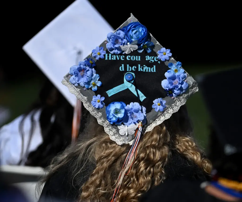 Huntington Beach High School graduates show their creativity by decorating...