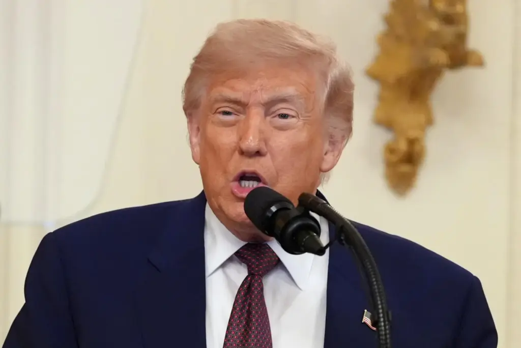 President Donald Trump speaks during a Medal of Honor ceremony...