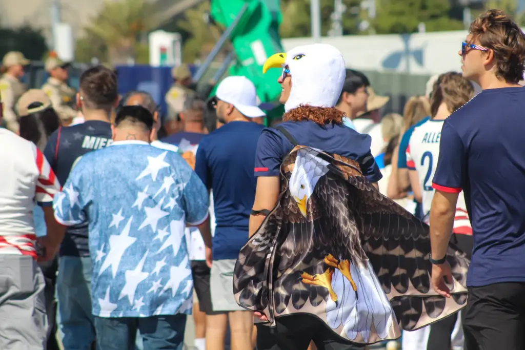 Team USA fans walking into the Los Angeles Stadium on...