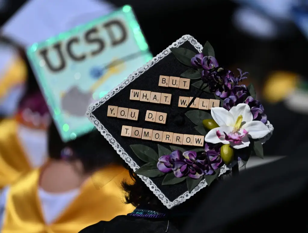 Huntington Beach High School graduates show their creativity by decorating...