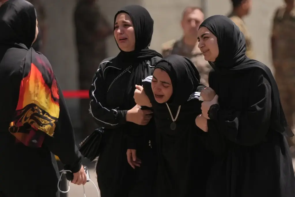 Relatives of the Lebanese soldier Hussein Nazzal, who was killed...