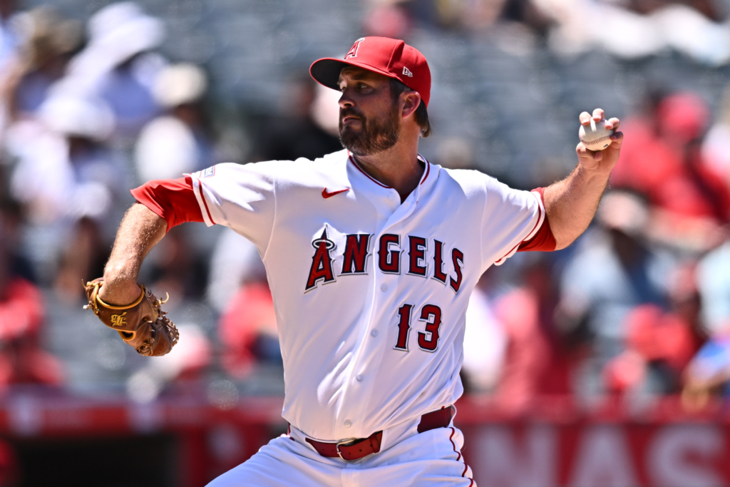 Angels pitcher Drew Pomeranz delivers during the fourth inning of...