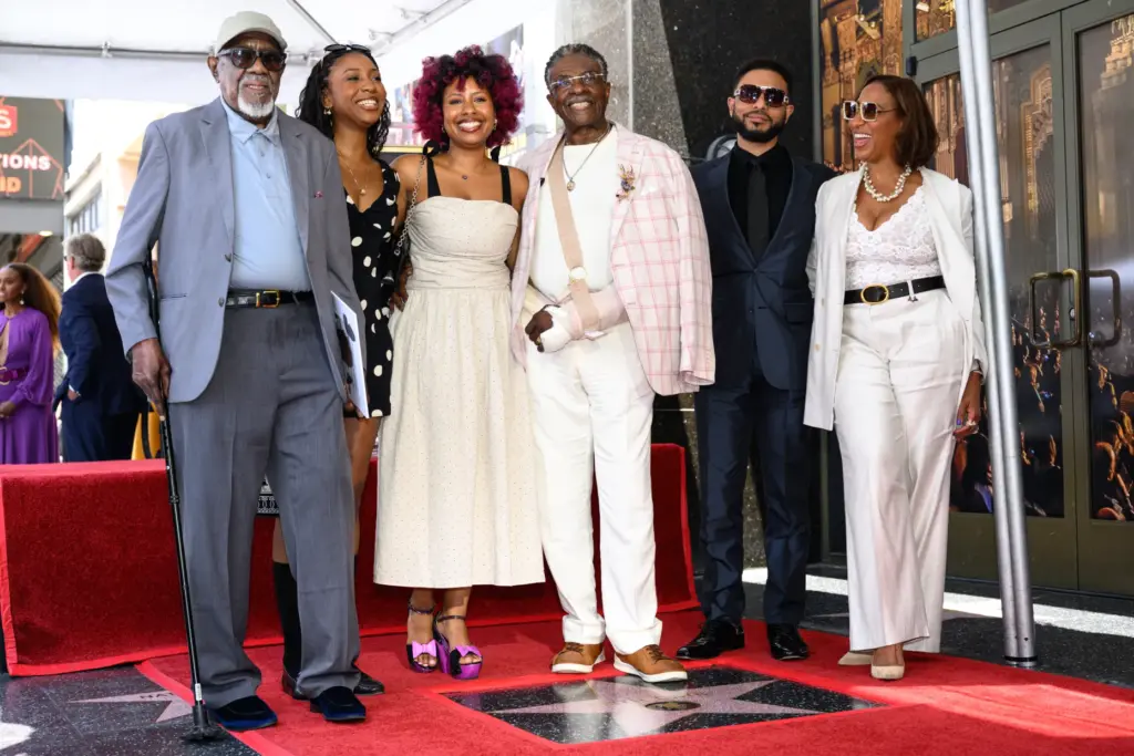 Keith David poses with his family during his star ceremony...