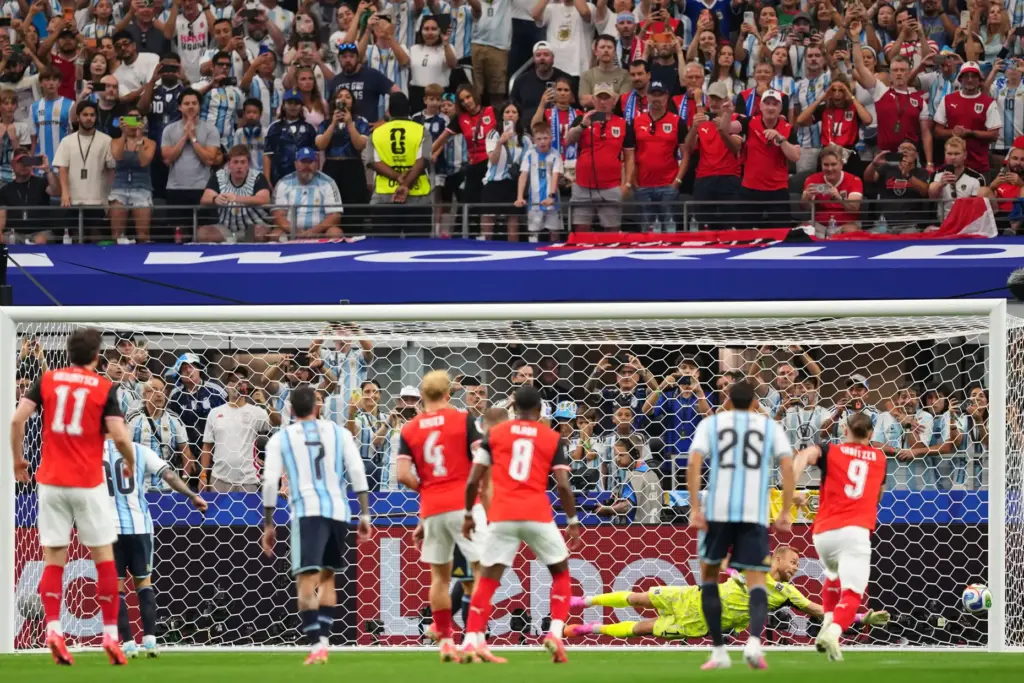 Lionel Messi fails to score a penalty shot.