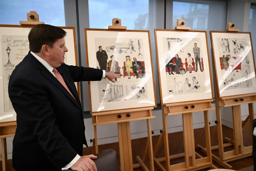 Stewart McLaurin displays a newly acquired suite of four Norman Rockwell paintings.