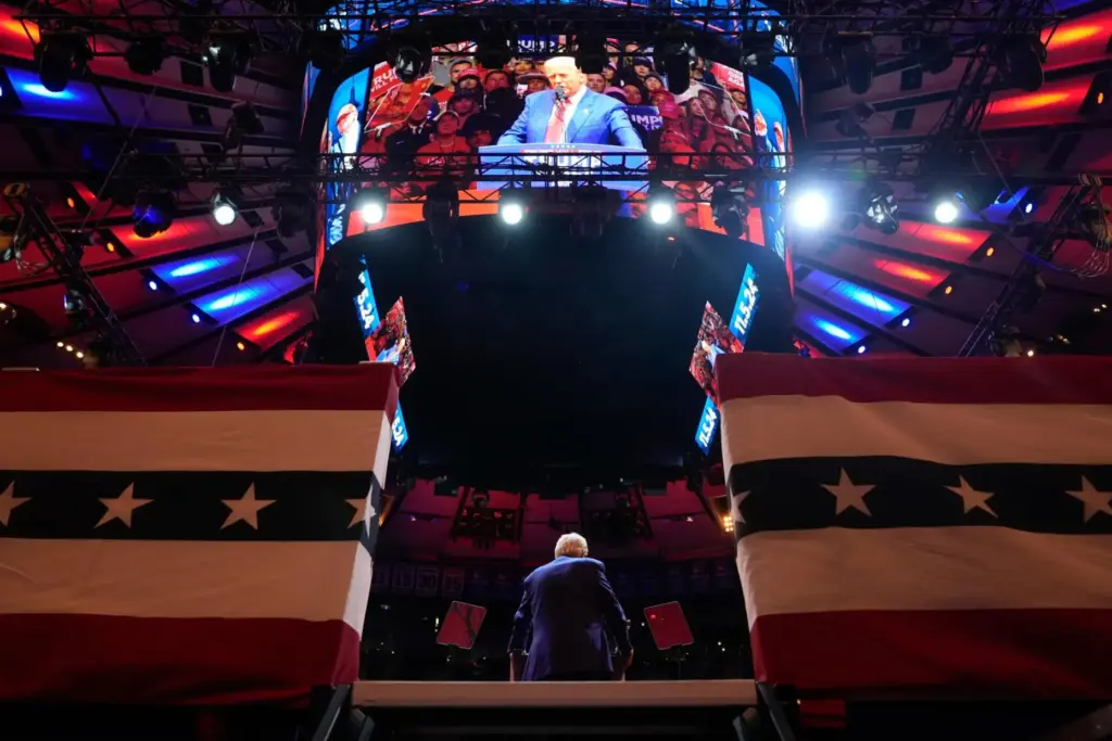 FILE – Republican presidential nominee former President Donald Trump speaks...