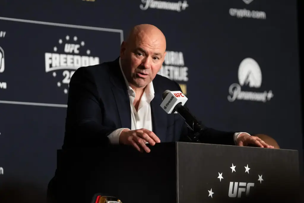 UFC President and CEO Dana White attends a press conference...