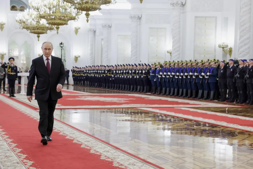 Russian President Vladimir Putin attends a ceremony.