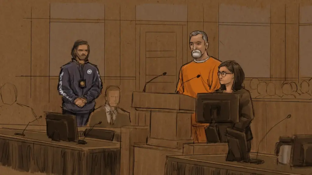This courtroom sketch shows Vance Boelter appearing in court.