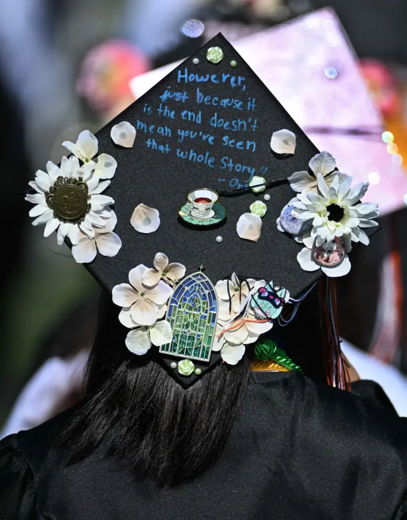 Huntington Beach High School graduates show their creativity by decorating...
