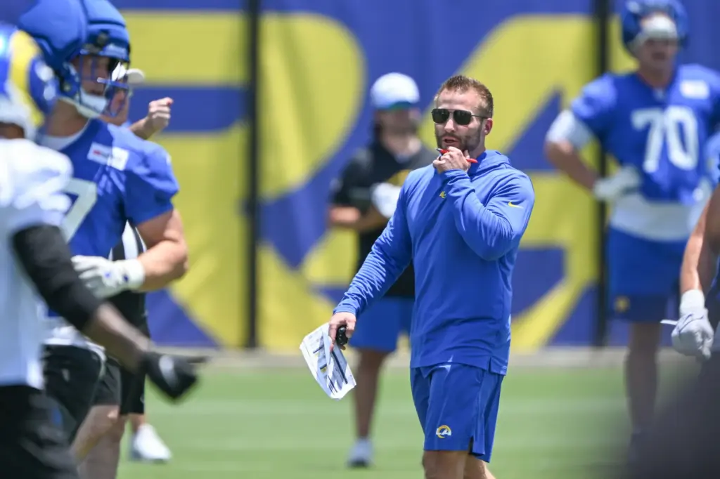 Rams head coach Sean McVay at Rams practice on Monday,...
