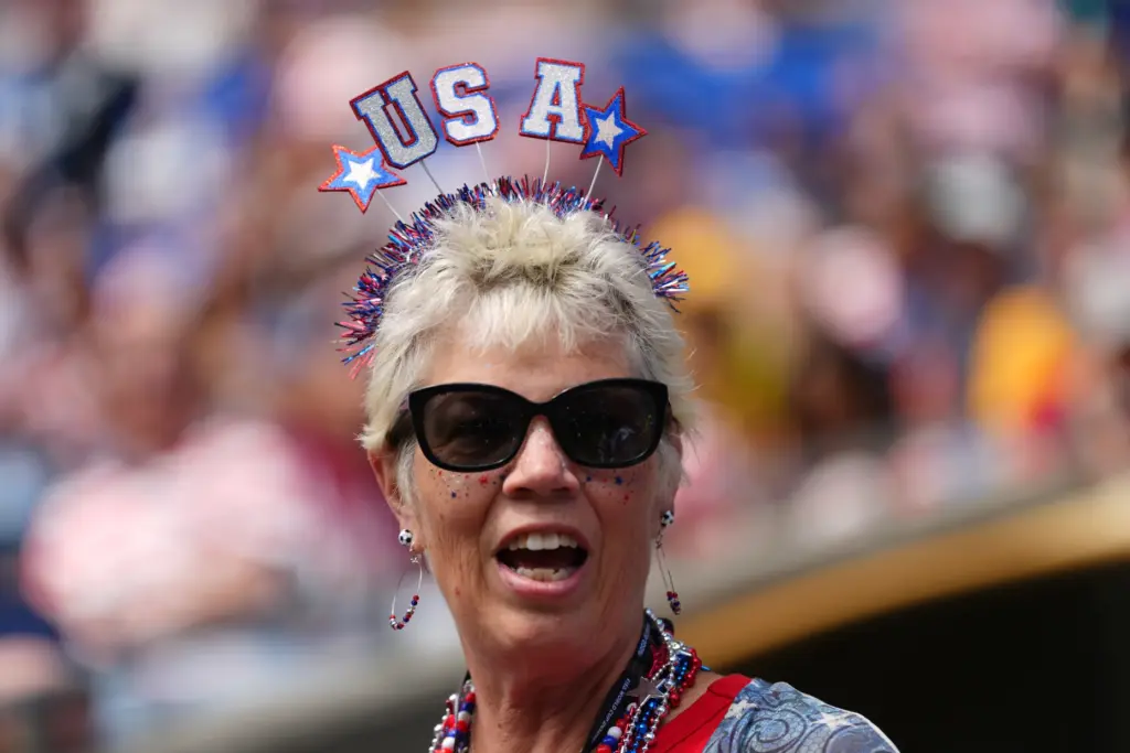 A US fan waits for the start of the World...