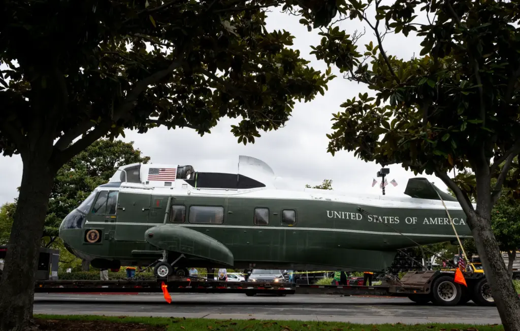 The presidential helicopter at the Nixon Library in Yorba Linda...