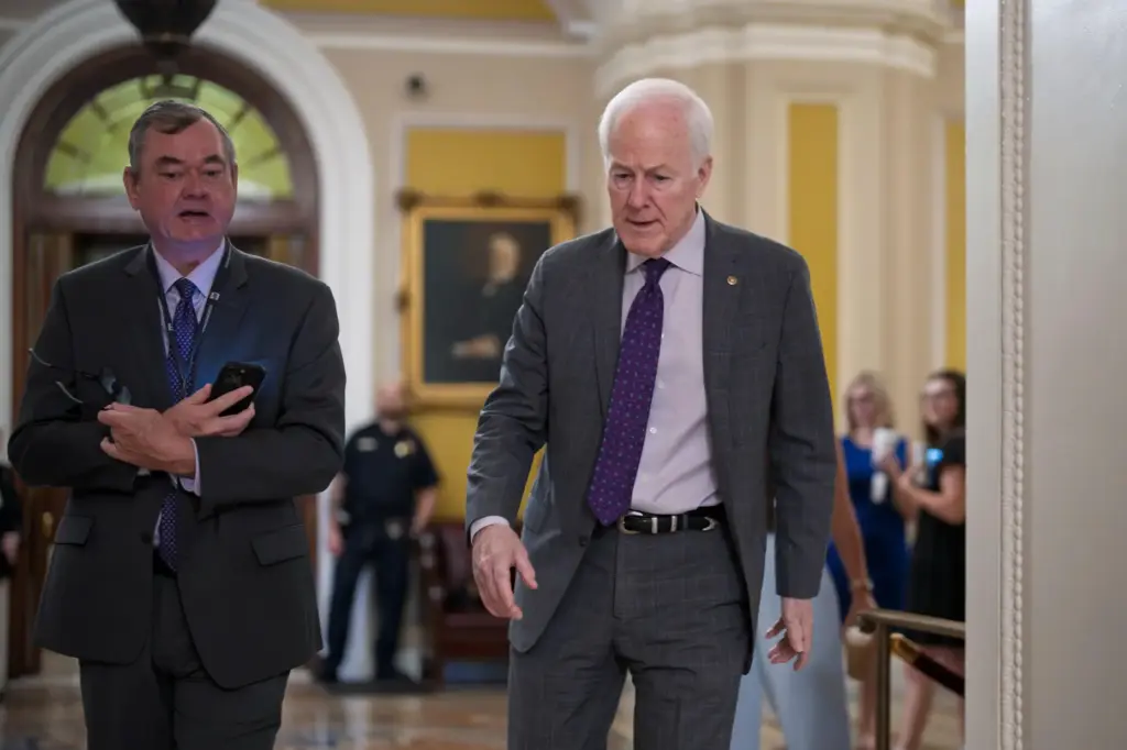 Sen. John Cornyn, R-Texas, arrives at the Capitol in Washington,...
