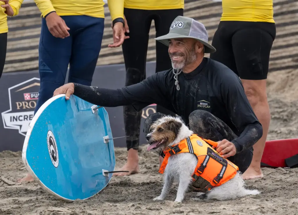 Patrick Giles of San Diego and his dog Maxton, a...
