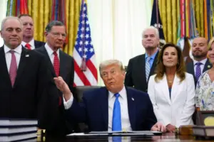 Trump accuses Democrats of hypocrisy on Platner, despite questions about his own conduct