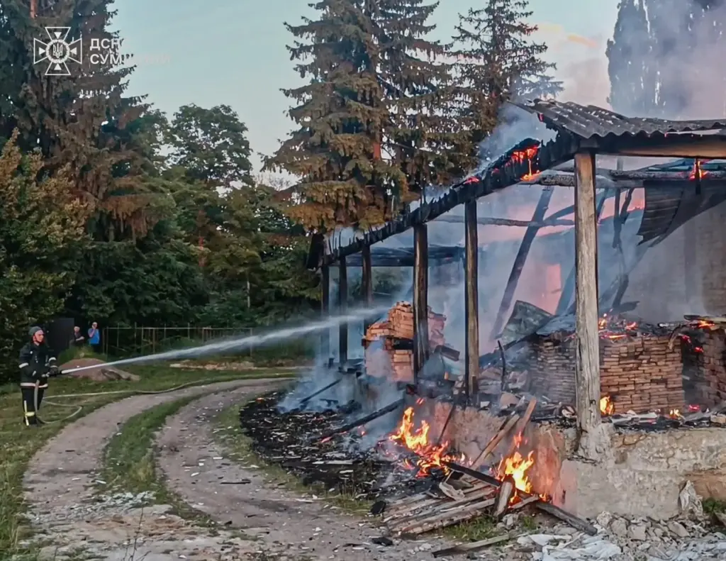 In this photo, provided by the Ukrainian Emergency Service, firefighters...