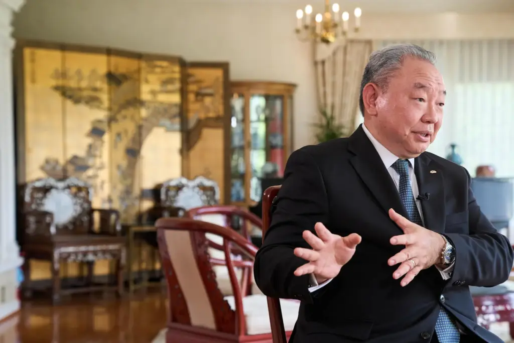 Taiwan's top diplomat in Washington, Alexander Yui Tah-ray, speaks during an interview.