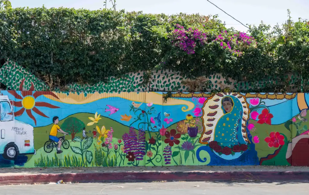 The âLa Virgencita Community Muralâ is a colorful mural created...