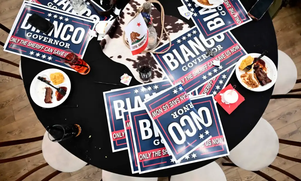 Campaign posters for GOP gubernatorial candidate and Riverside County Sheriff...