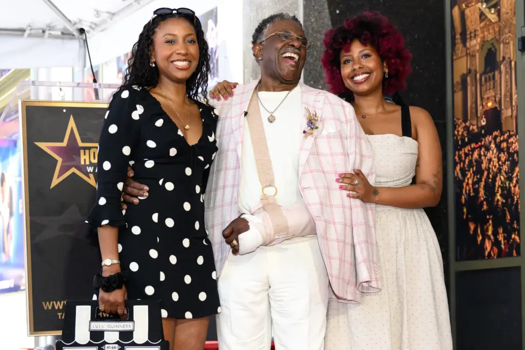 Keith David poses with his daughters Maelee and Ruby Williams...
