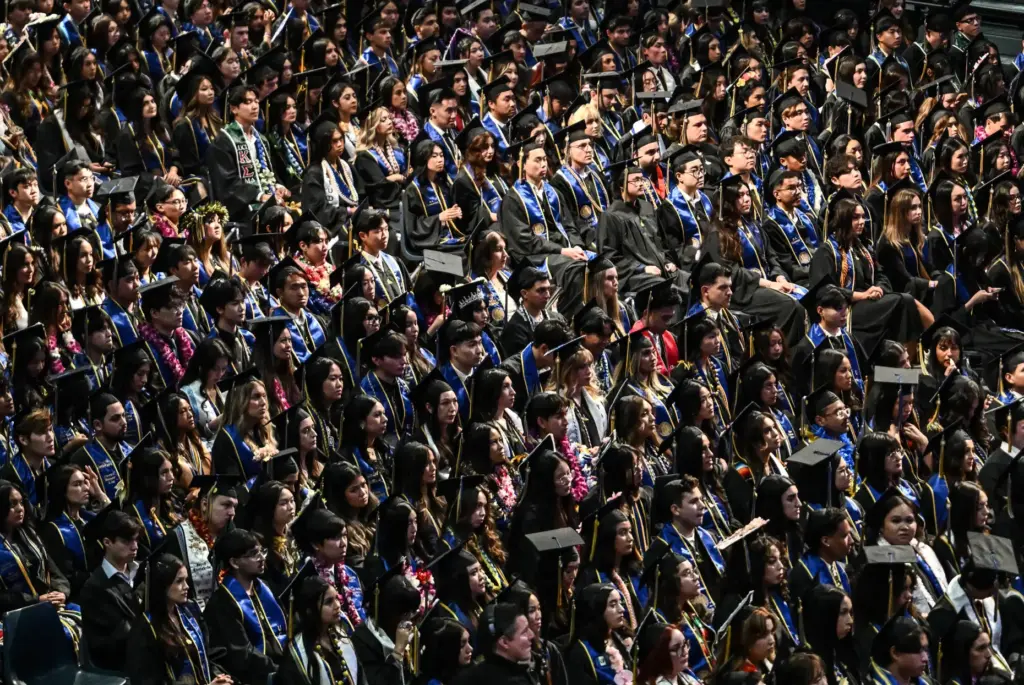 Graduates during the commencement ceremony for UC Irvineâs School of...