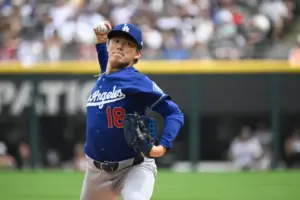 Dodgers’ Yoshinobu Yamamoto loses perfect game, then no-hitter in 7-1 victory