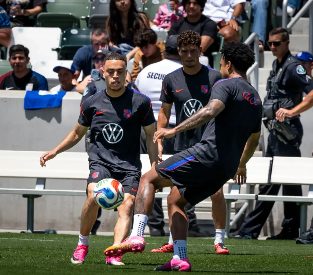 U.S. Menâs National Team members Sergino Dest, Sebastian Berhalter and...
