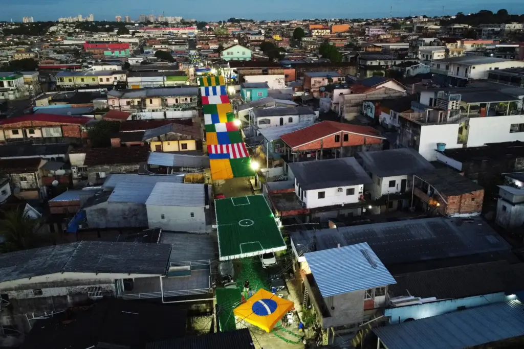 Residents set up decorations ahead of the 2026 FIFA World Cup.