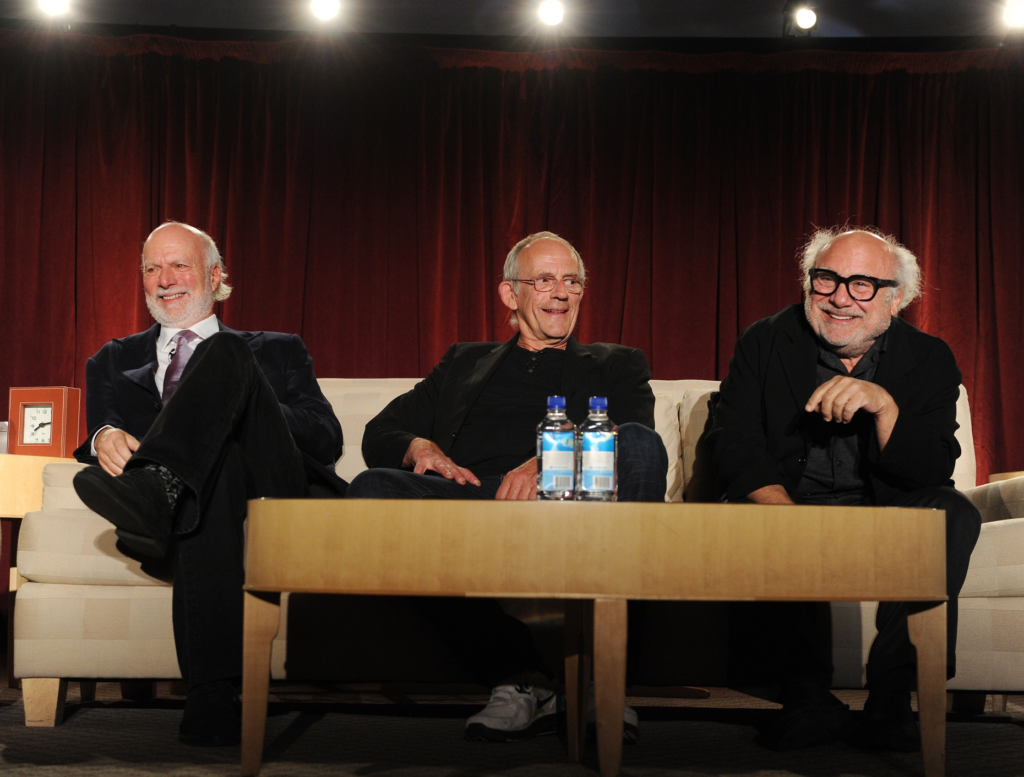 From left, honoree James Burrows and actors Christopher Lloyd and...