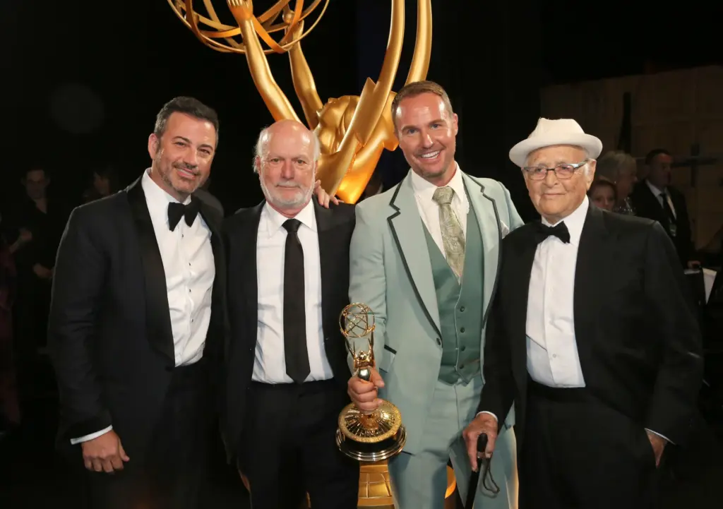 EXCLUSIVE – Jimmy Kimmel, from left, James Burrows, Brent Miller,...
