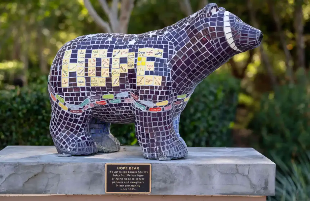 A mosaic âHope Bear,â created by members of the community...