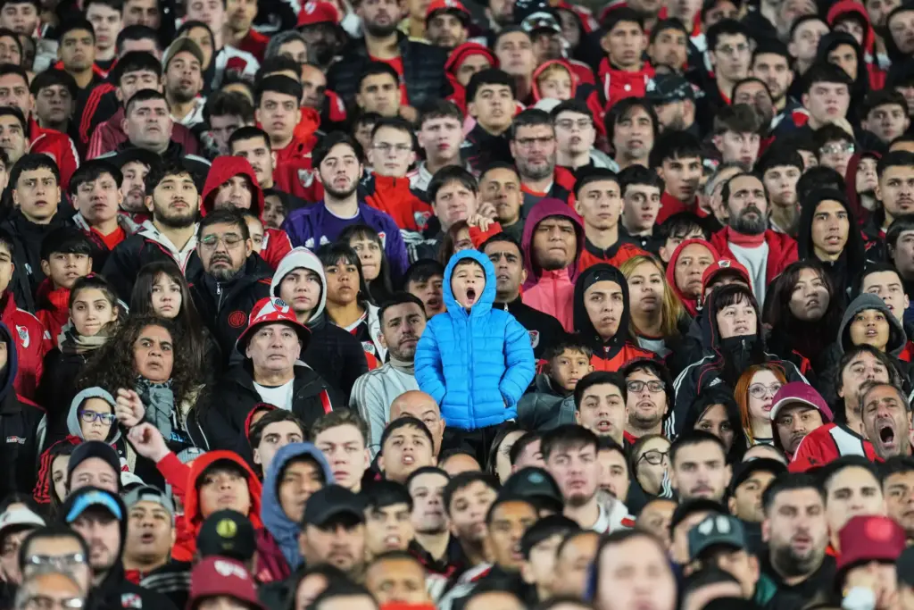 River Plate fans watch an Argentine soccer league match against San Lorenzo.