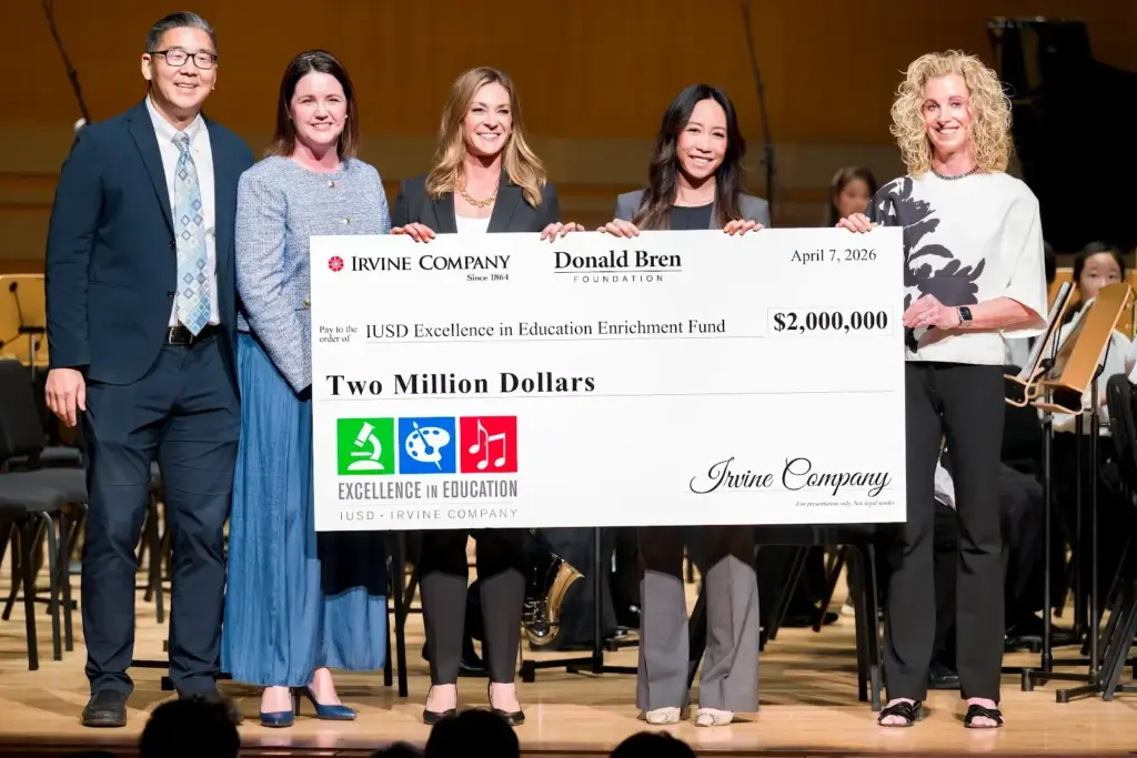 Irvine Unified School District received a $2 million contribution for...