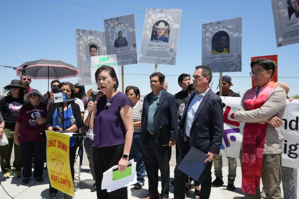 Representative Judy Chu (D-Pasadena) speaks at a press conference about...