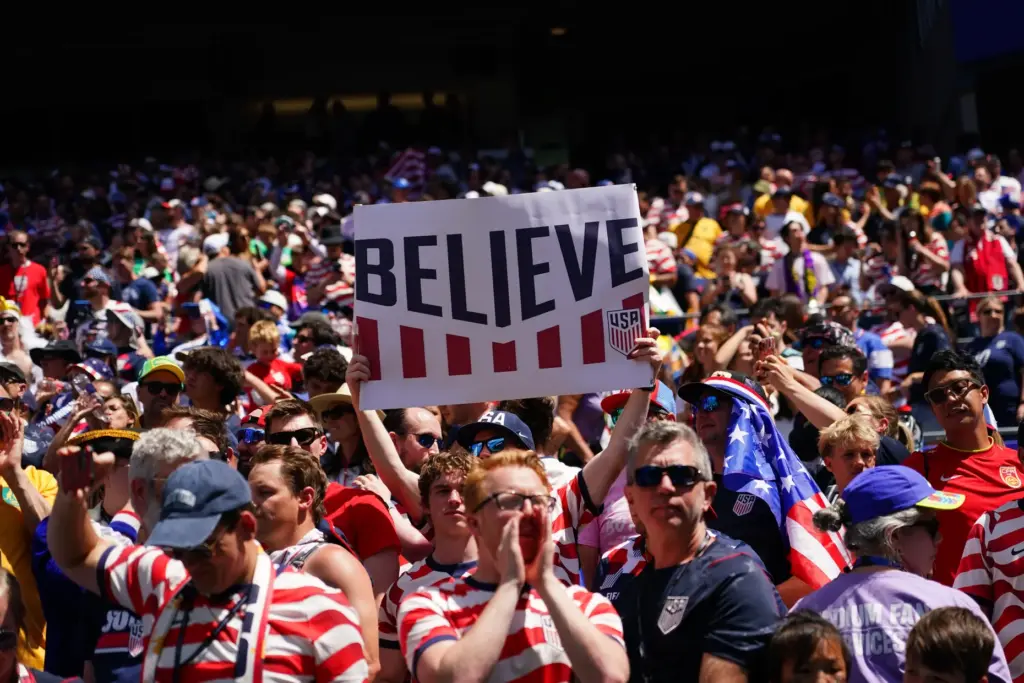 US fans react after the World Cup Group D soccer...