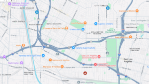 This map shows where the cold-storage facility fire is burning in Boyle Heights