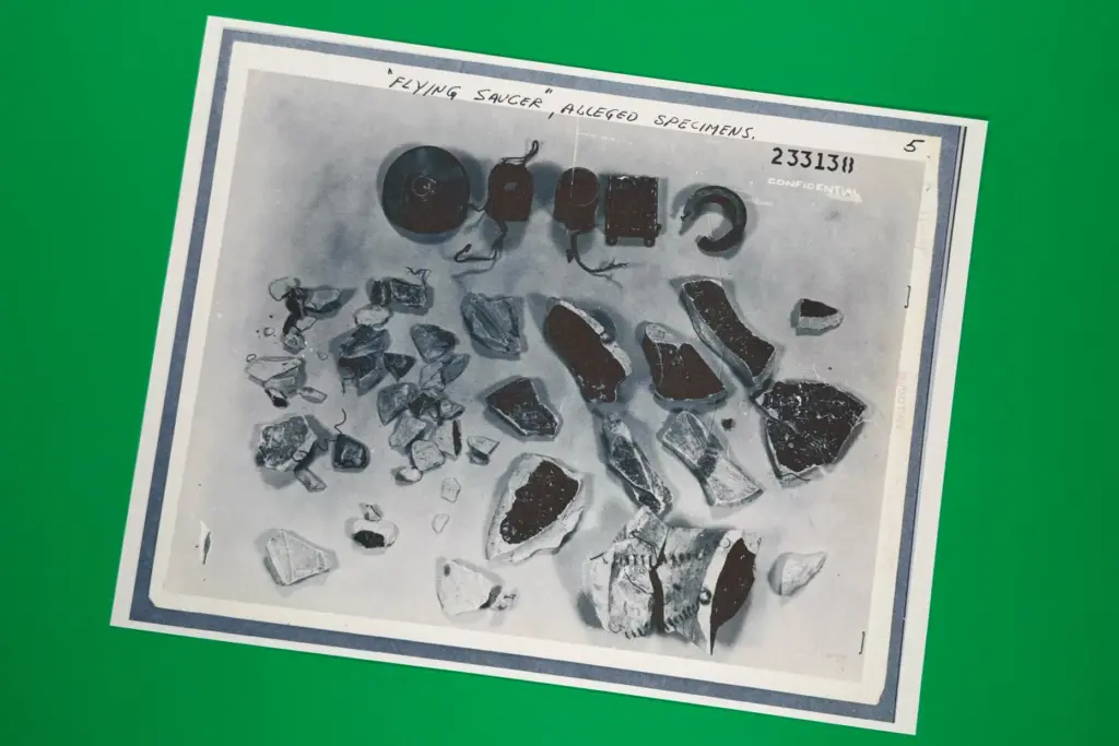 FILE – A photo of “flying saucer alleged specimens” in...