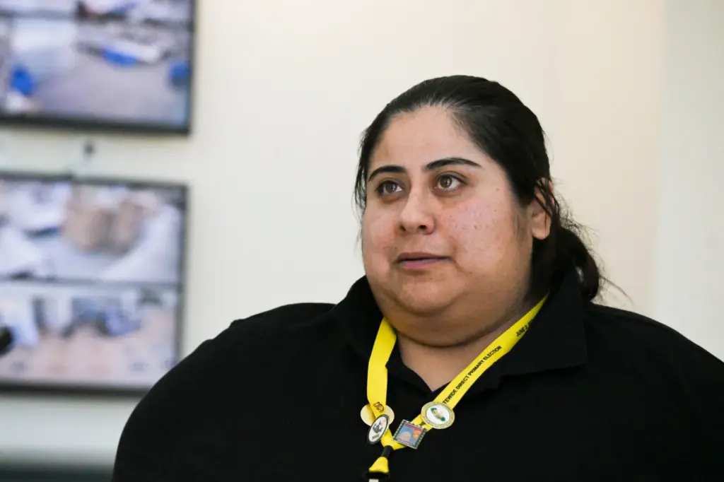 Michelle Calzada, of the Riverside County Registrar of Voters, in...