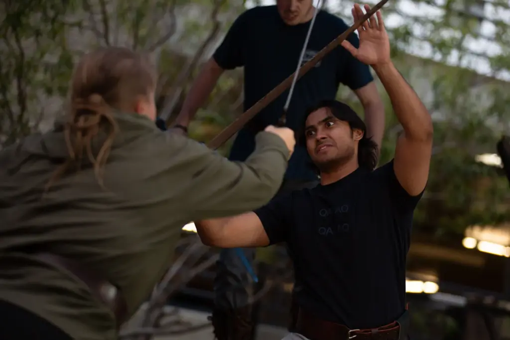 Actors practice their parts for the Shakespeare play ‘Macbeth”, at...