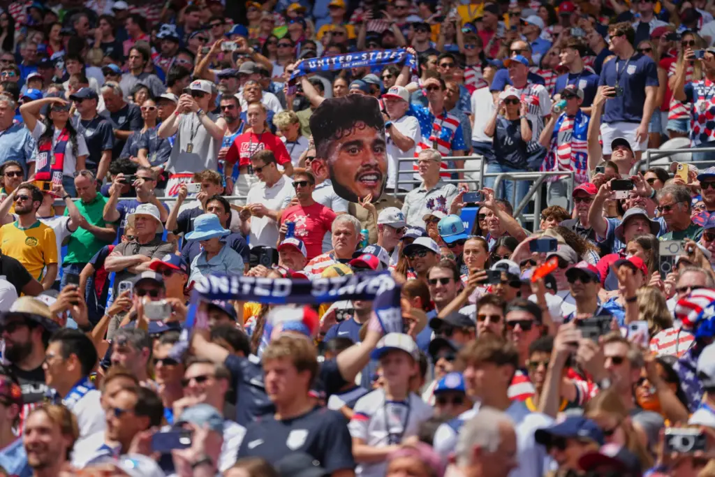 Soccer fans during the World Cup Group D soccer match...