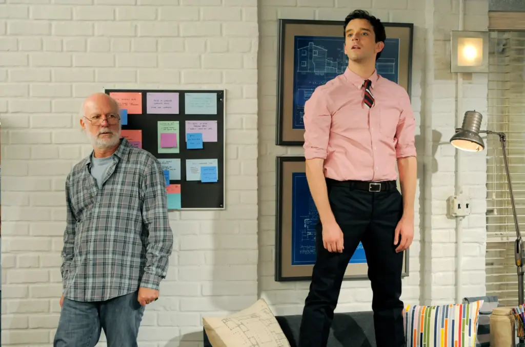 James Burrows, left, director of the television series “Partners,” plans...