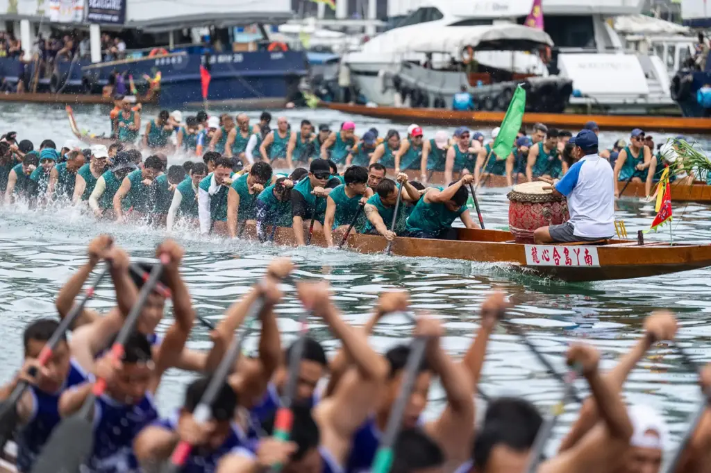 Competitors take part in the Aberdeen Dragon Boat Race to...