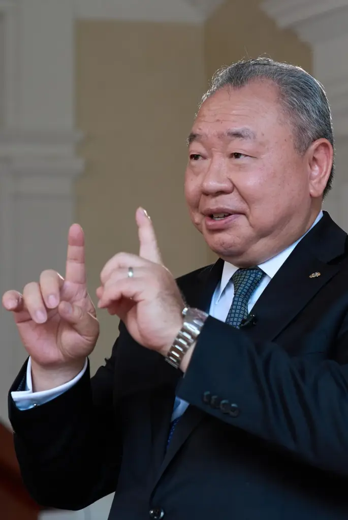 Taiwan's top diplomat in Washington, Alexander Yui Tah-ray, speaks during an interview.