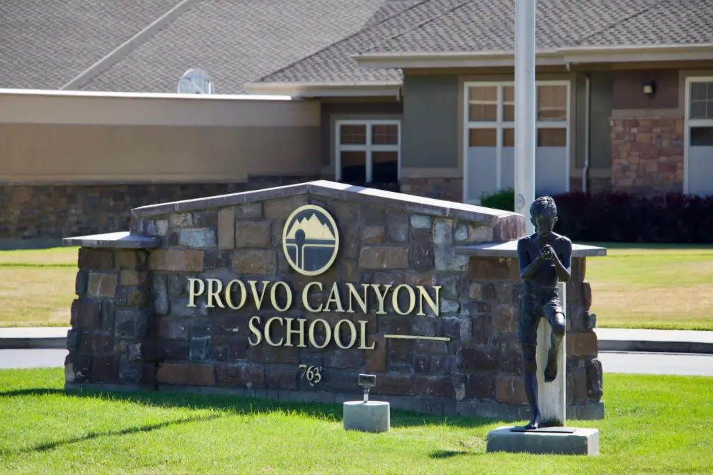 Signage for the Provo Canyon School in Springville, Utah.