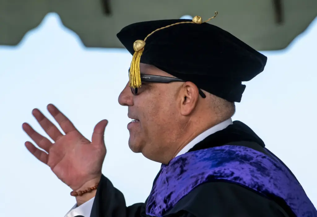 Enrique Perez, Acting President, Santiago Canyon College addresses the graduates...
