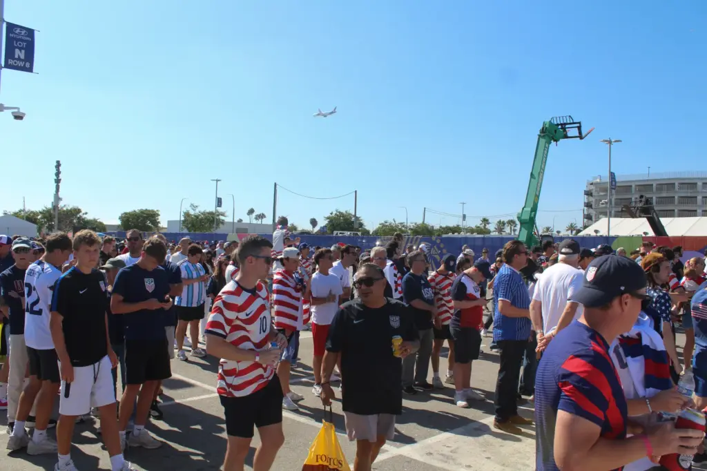 Team USA fans walking into the Los Angeles Stadium on...