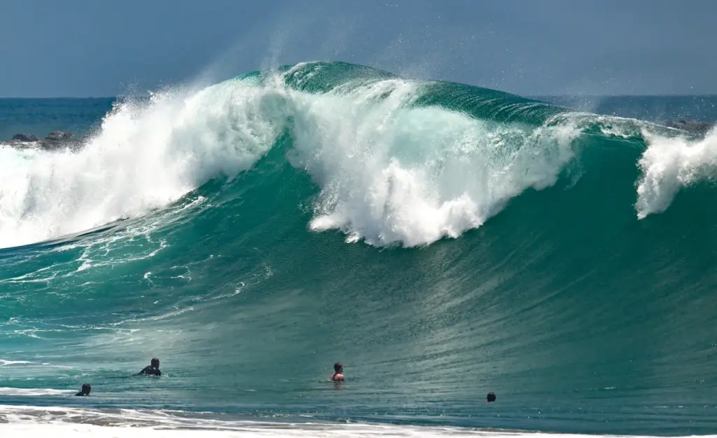 Bodyboarders take on big waves at The Wedge in Newport...