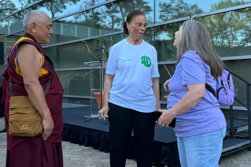Lonnie Ali greets visitors to the Muhammad Ali Center for...